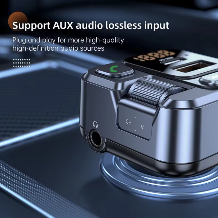 Korseed Auto FM-Transmitter mit Bluetooth-Empfänger, USB-Stick-Leser und PD30W Schnellladung sowie AUX-Audioeingang - Bild 3