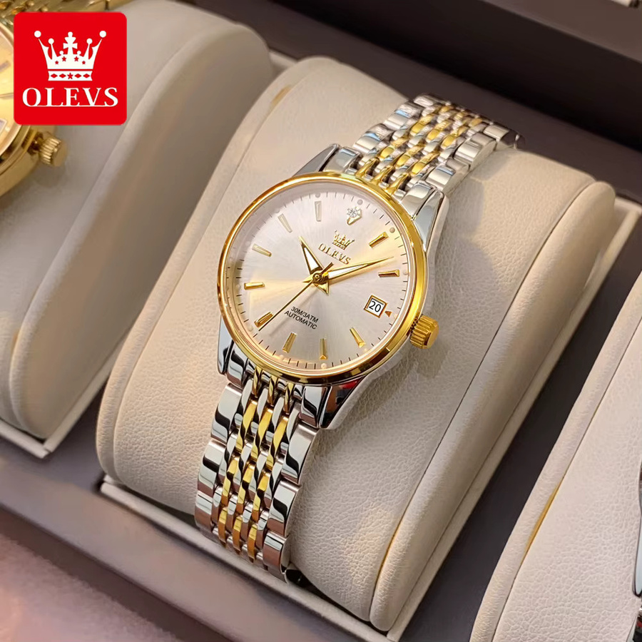 OLEVS Armbanduhr Automatik, Edelstahl, Weiß, Damen - Bild 4