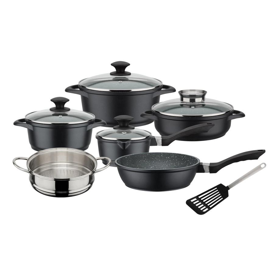 GSW Kochtopf-Set Gourmet Granit, 10-teilig, Schwarz, Aluminium mit Antihaftbeschichtung - Bild 3