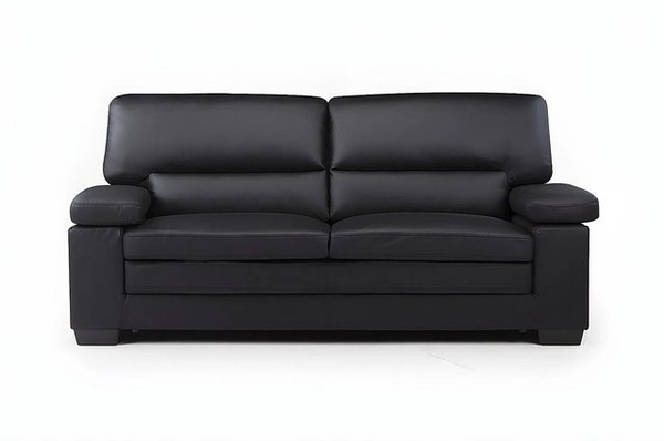 Vente-unique Sofa Mimas in Schwarz aus Büffelleder mit Armlehnen, Breite: 210 cm
