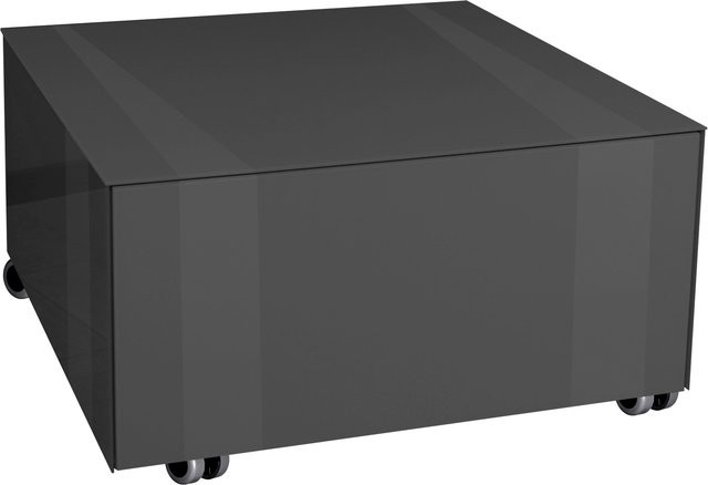 Moderner Couchtisch MACKENZIE in Anthrazit und Grau mit Glasplatte und Rollen, B/T/H: 75 x 75 x 42 cm - Bild 1