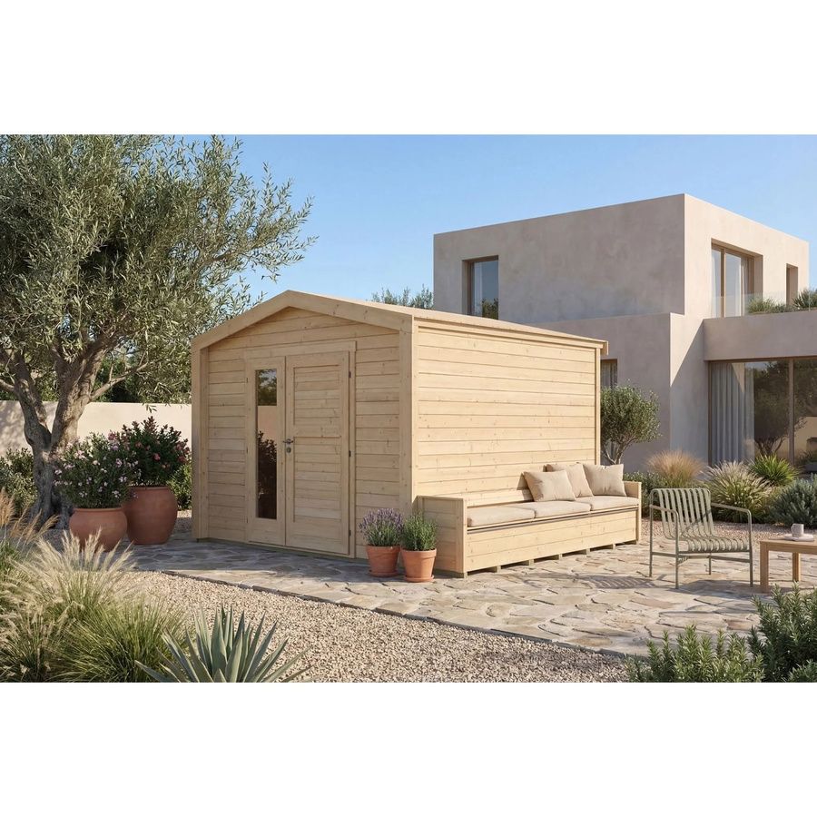 Weka Holz-Gartenhaus Killarney mit Satteldach in Natur Unbehandelt B: 357 cm, T: 313 cm, H: 246 cm - Bild 2