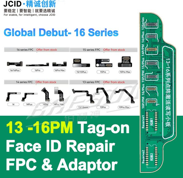 JCID Tag-ON-Flexkabel für iPhone 13 bis 16 zur Gesichts-ID-Reparatur mit FPC und Adapter - Bild 1
