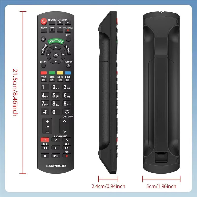 FEDI Universal-Fernbedienung für Panasonic TV, kompatibel mit Plasma, Viera, HDTV, 3D und LED Fernsehern, Farbe: Schwarz - Bild 5