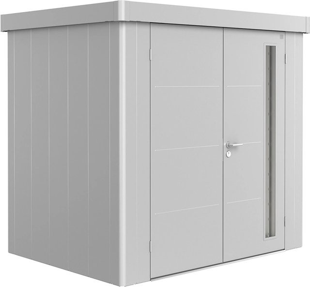Biohort Gerätehaus Neo 1B mit Doppeltür in Silber Metallic, Stahlblech, B/H/T: 236 x 222 x 180 cm - Bild 1