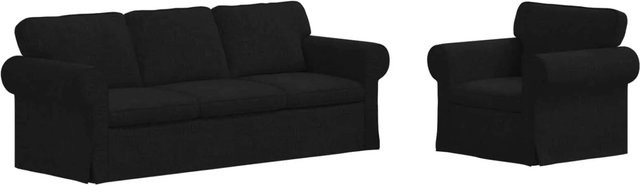 vidaXL Ecksofa 2-teilig in Schwarz mit Stoffbezug und Metallrahmen, B/T/H: 215 x 82 x 80 cm - Bild 1