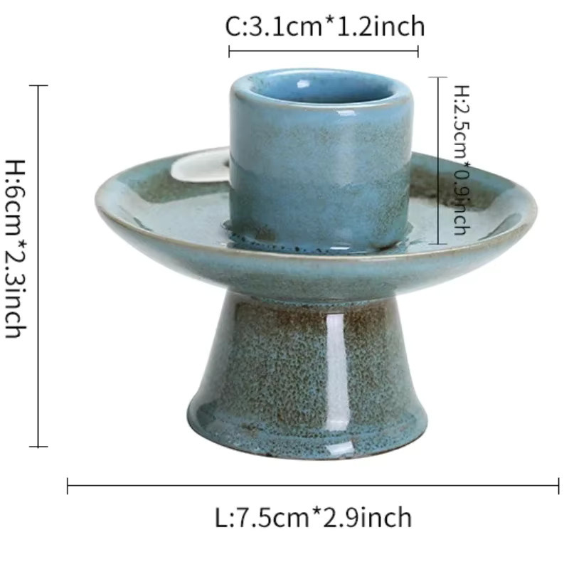 MINIDEAL Keramik Kerzenständer und Räucherstäbchenhalter in Morandi Green für Tealight und Palo Santo Sticks - Bild 2