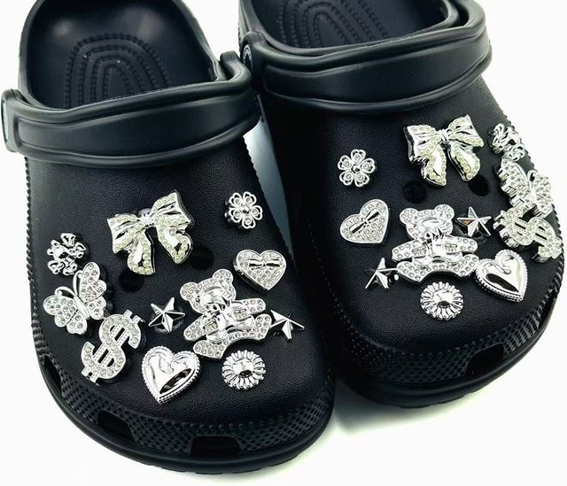 FHLDING Charms-Set, 22-teilig, Silber, Diamant, Bär, Schmetterling, Nieten, Unisex - Bild 1