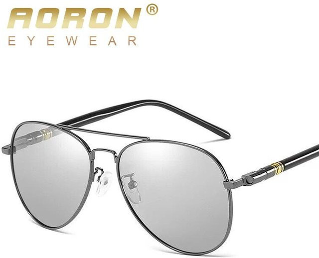 AORON Sonnenbrille Aviator, Metall, semi-rimless, polarisiert, grau, Herren - Bild 1