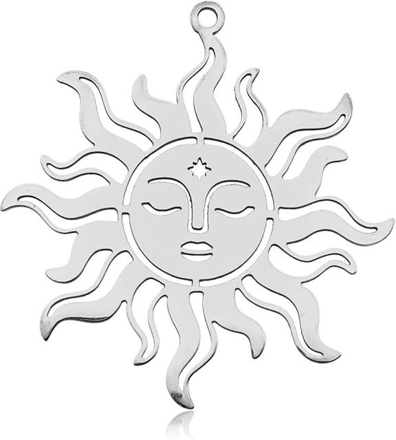 Weyena Anhänger Totem Lotus Sonne, Edelstahl, Silber, Unisex - Bild 1