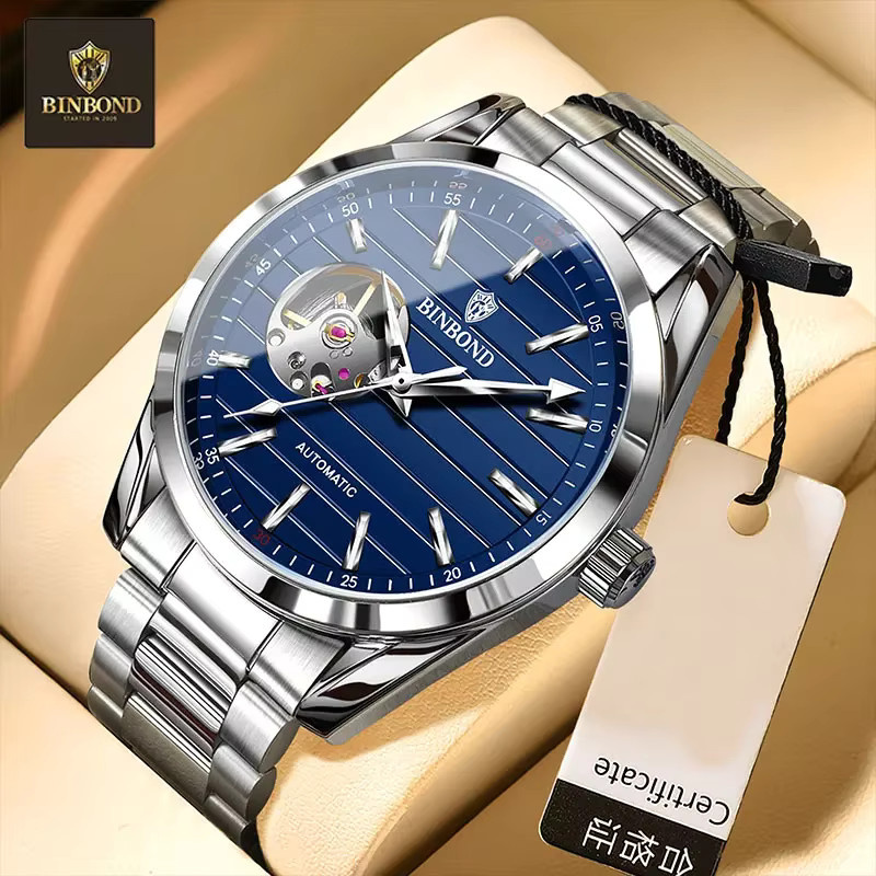 BINBOND Armbanduhr, Automatik, Edelstahl, Blau, Herren - Bild 2