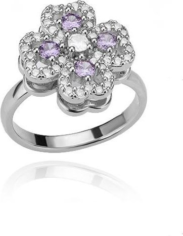 Ring Edelstahl, Zirkonia, Silber, Damen, Kleeblatt - Bild 1