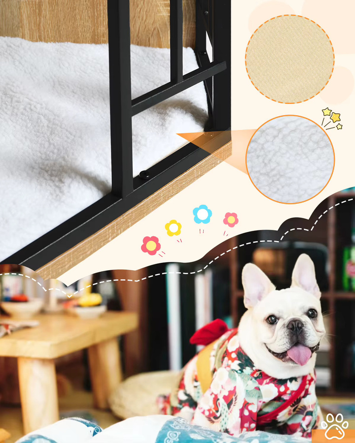 EUGAD Eck-Hundebox Beistelltisch in Braun, Hundezwinger Indoor mit abschließbarer Tür für große, mittlere und kleine Hunde, B/T/H: 111 x 67 x 60 cm - Bild 3