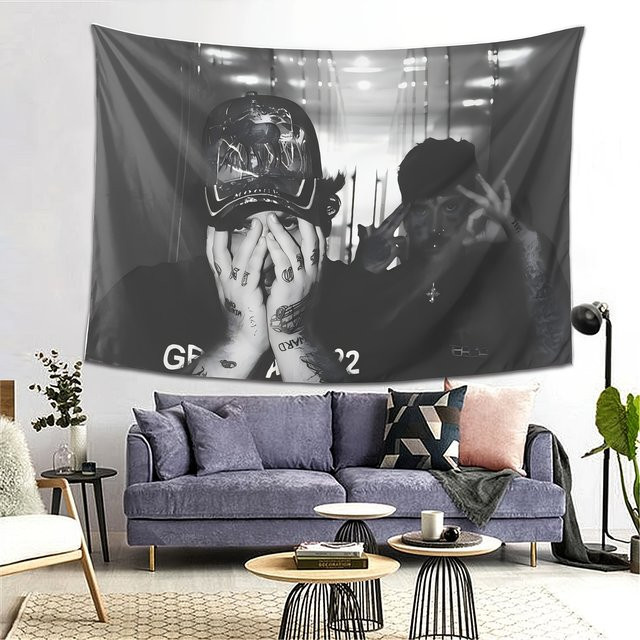 VIKAMA Wandteppich in Schwarz-Weiß mit abstraktem Portrait-Design, moderne Textil-Wanddekoration, B: 75 cm, H: 58 cm - Bild 1