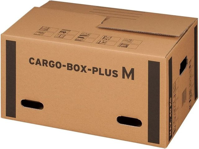 PROREGAL Umzugskarton Cargobox aus doppelwelliger Wellpappe mit Schmetterlingsboden und Grifflöchern, Braun, B/T/H: 60 x 40 x 30 cm - Bild 1