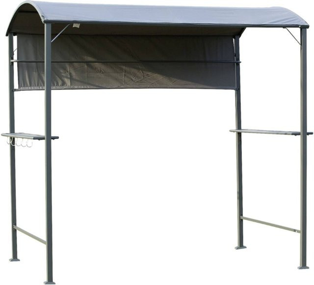 Outsunny Grillpavillon aus Metall in Schwarz und Grau mit Regalen, B/H/L: 138 x 216 x 218 cm - Bild 1