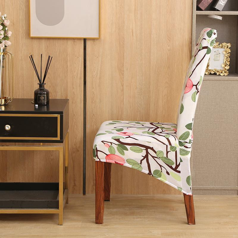 Yiran Furniture Dehnbarer Stuhlbezug mit Blumenmuster für Esszimmerstühle, Farbe Mehrfarbig, Größe Medium (48-55 cm) - Bild 1
