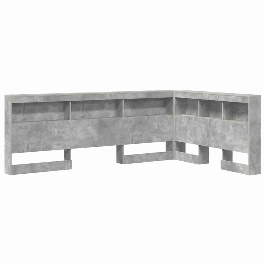 vidaXL Aufbewahrungskopfteil mit Regal in Betongrau, modern, mit USB-Ladeport und integriertem Ablagefach, Breite: 120 cm, Höhe: 76,5 cm, Tiefe: 76,5 cm - Bild 2