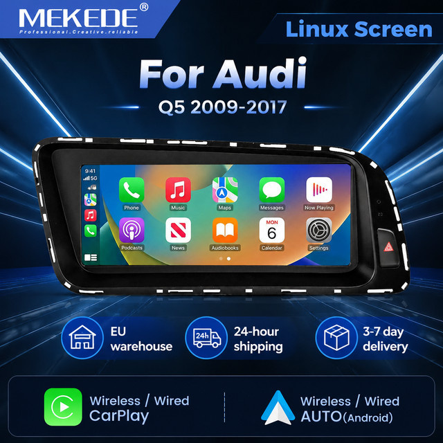 MEKEDE Autoradio mit 8,8 Zoll Touchscreen für Audi Q5 2010-2017, Linux-System Multimedia-Player mit Bluetooth, Wireless Carplay und Android Auto, Schwarz - Bild 1