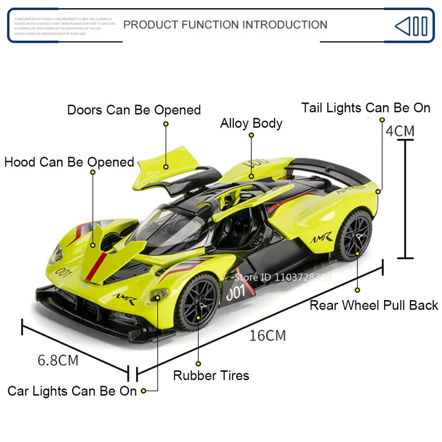 RMZ city Valkyrie Spielzeugauto, Miniatur-Sportwagen, 1:32, mit Licht und Sound - Bild 2