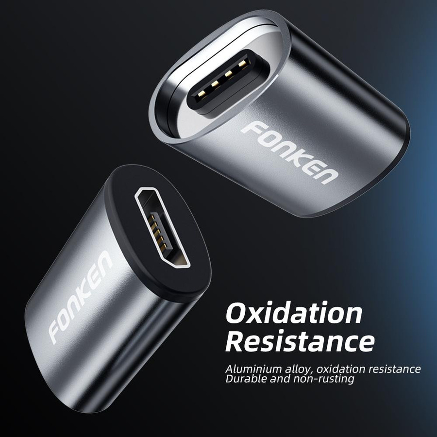 FONKEN Magnetischer USB-C auf Micro-USB Konverter Adapter Set, Grau - Bild 6