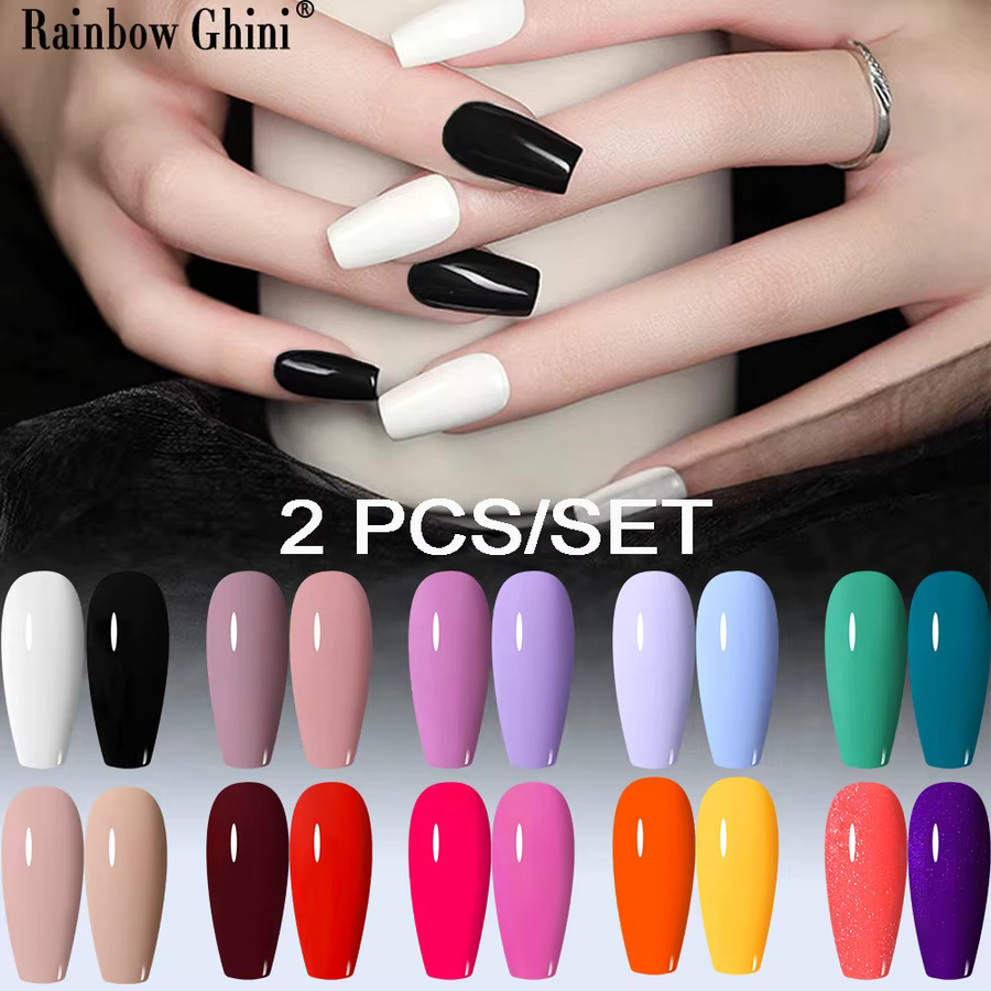 Rainbow Ghini Nagellack-Set, 2 Stück, Schwarz Weiß, Lila Glitzer, schimmernd - Bild 3