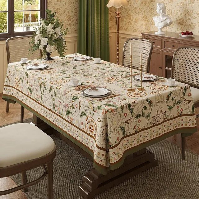 Wasserdichte Tischdecke Super Six im amerikanischen Pastoralstil, rechteckig, floral bedruckt, Mehrfarbig, B/T: 90 x 90 cm - Bild 1