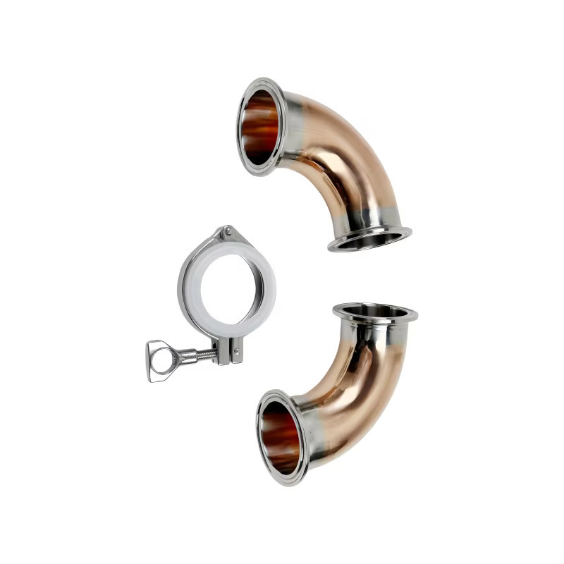 YOHOYAMA 90-Grad-Rohrbogen aus Kupfer mit 2 Zoll Flansch und Tri-Clamp Verbindung inklusive Dichtung, OD 64mm - Bild 2