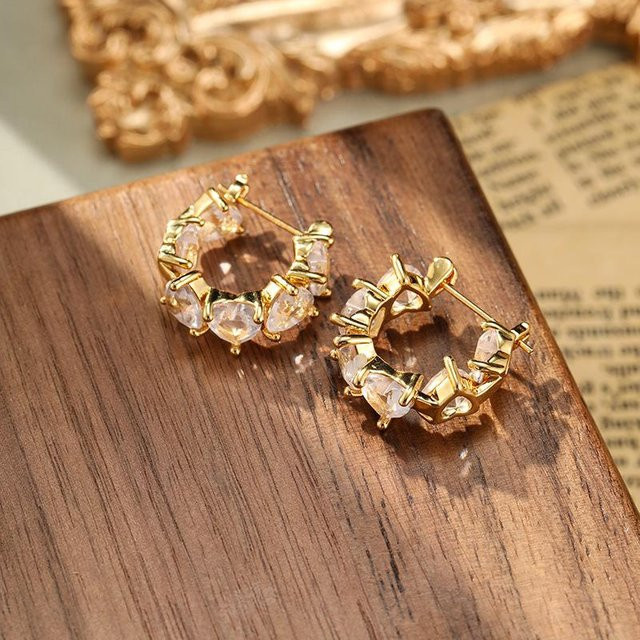 YIRAN Ohrringe, Zirkon, Gold, brown, Damen - Bild 1