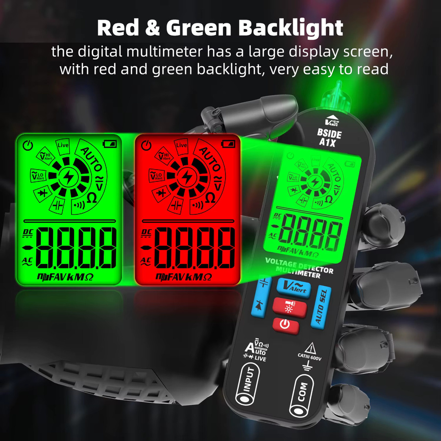 Digitaler Spannungsprüfer von MAXRIENY als berührungsloser Stiftdetektor und Voltmeter für Wechselstrom, USB wiederaufladbar, Farbe: Schwarz - Bild 5