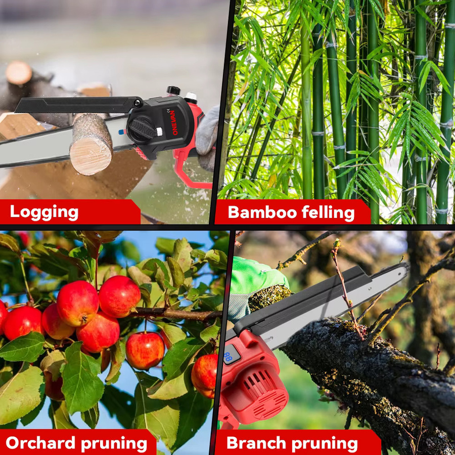 ONEVAN Akku Kettensäge 8 Zoll Rot, bürstenlose elektrische Handsäge kompatibel mit Makita 18V LXT Akku zum Beschneiden von Holz und im Garten - Bild 2