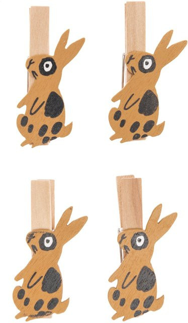 Rico Design Dekoklammern Hase aus Holz in Braun, 4 Stück - Bild 1