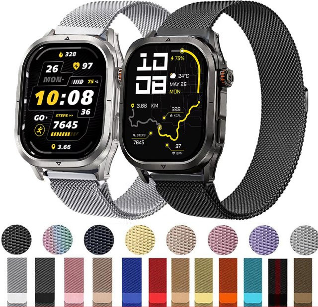 KOSPET Uhrenarmband Milanaise, Edelstahl, 22 mm, Schwarz - Bild 1