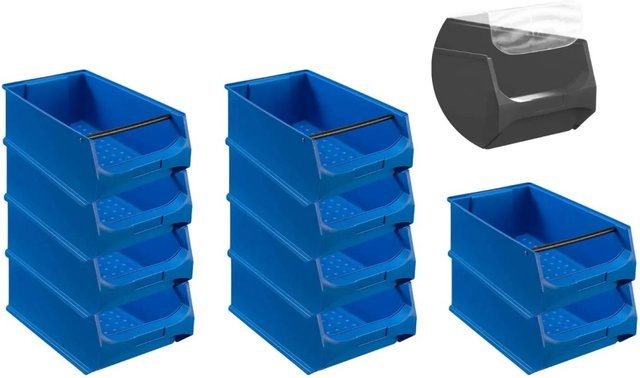 PROREGAL SparSet 10 x Blaue Sichtlagerbox 5.1 mit Griffstange und Abdeckung, H x B x T: 20 x 30 x 50 cm - Bild 1
