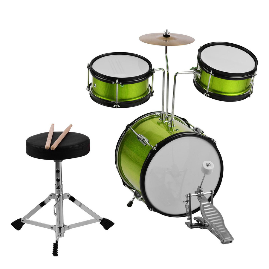 aimo Schlagzeug-Set Percussion-Musikinstrument mit Becken schwarz 3-teiliges Set - Bild 1