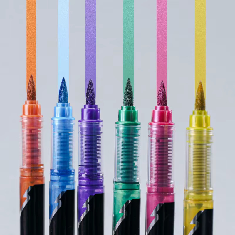 Kolorowys Acryl-Metallic-Marker Set mit 48 Farben und weichen Pinseln, Glitzer-Farbstifte in Multicolour für schwarzes Papier und Steine - Bild 6