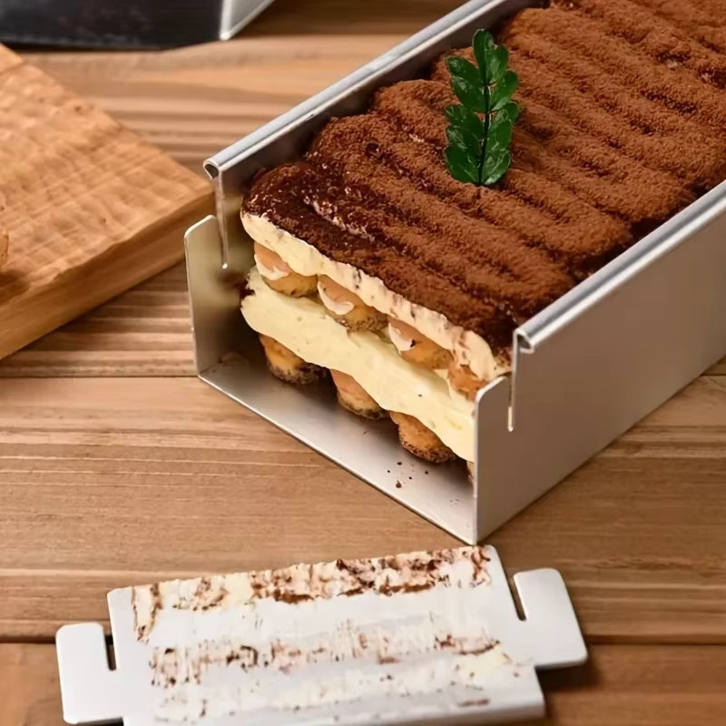 Andralyn Tiramisu Kuchenform aus Edelstahl, rechteckig, abnehmbarer Boden, antihaftbeschichtet, Silber - Bild 4