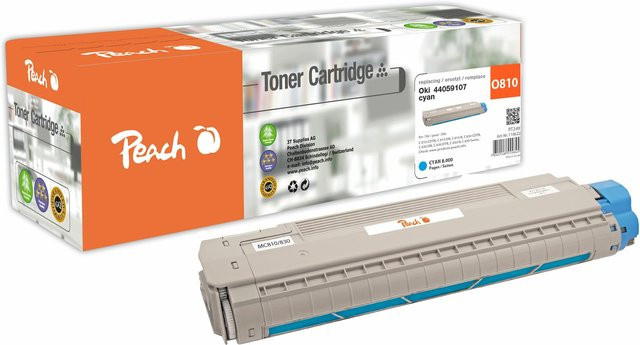 Peach Cyan Toner Cartridge O440591 wiederaufbereitet für OKI C 810 CDTN, C 810 DN, C 810 N, C 830 CDTN, C 830 DN, C 830 DTN - Bild 1
