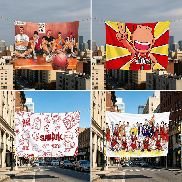 S-SlamS Basketball-Anime-Flagge in Multicolour, rechteckiges Textil-Banner für Innen und Außen, Breite: 60 cm, Höhe: 40 cm - Bild 1