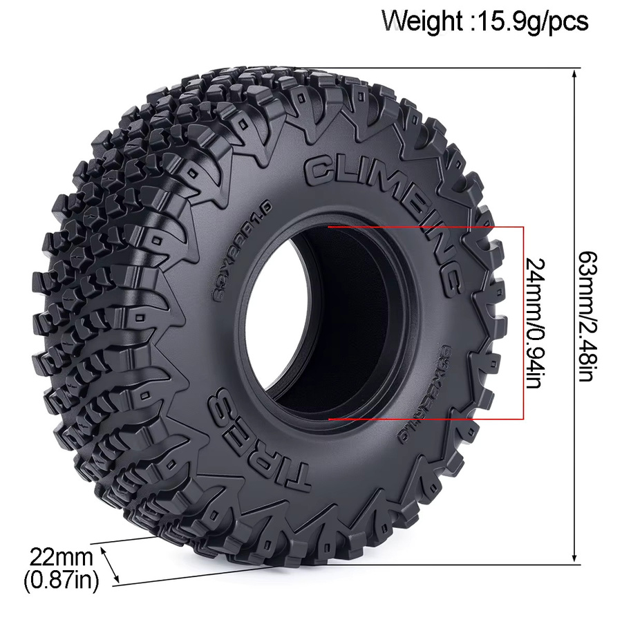 Fimonda RC-Crawler-Reifen, 1,0 Zoll, Schwarz, Gummi - Bild 2