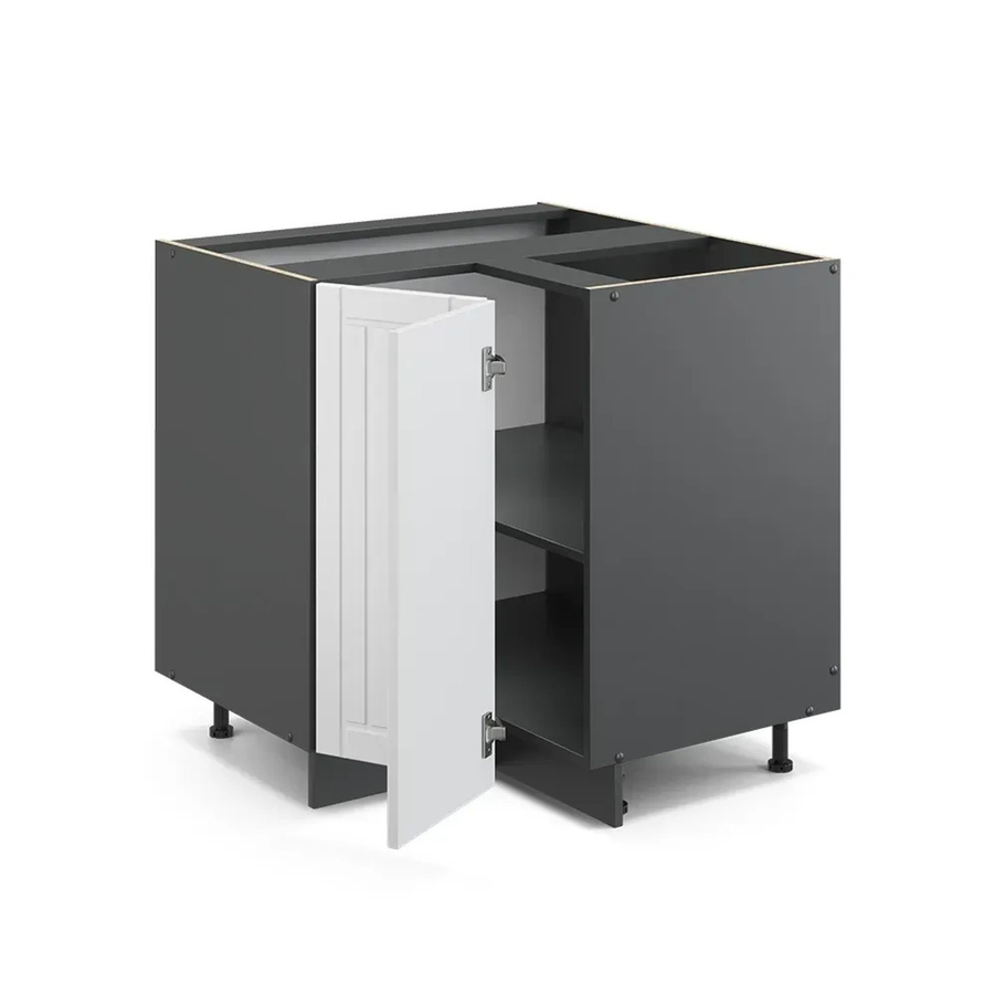 Vicco Eckunterschrank Fame-Line Landhausstil in Weiß und Anthrazit mit Soft-Close-Türen und Marmor-Optik, B/T/H: 80,5 x 60,0 x 82,0 cm - Bild 2