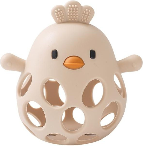 Binchi Outdoor Product Baby Silikon Beißring in Bunt und Beige, BPA-freies Cartoon Huhn Beißspielzeug zur Zahnpflege für Neugeborene - Bild 1