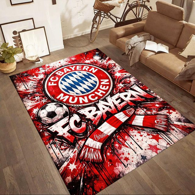 LivSpaceVibe FC Bayern München UEFA Champions Square Teppich, rot, B: 120 cm, T: 100 cm - Bild 1