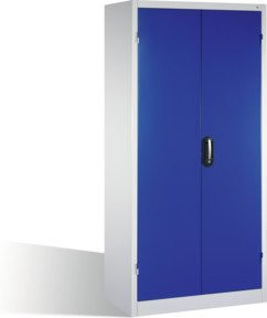 C+P Schwerlastschrank mit Drehtüren, 4 Böden und 3 Schubladen, Korpus Lichtgrau, Front Enzianblau, H x B x T: 195 x 93 x 60 cm - Bild 1