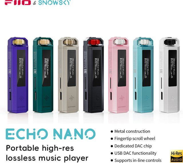FiiO ECHO NANO Retro-Musikplayer in Schwarz mit OLED-Display, USB-DAC und Unterstützung für verlustfreies Audio - Bild 1
