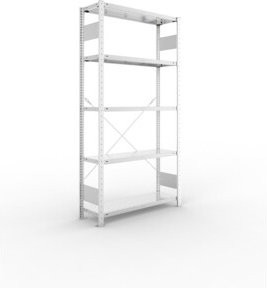 Meta Steckregal CLIP 150 S3 GR mit 5 Böden, verzinkt, Farbe: Silber, B/T/H: 200 x 100 x 30 cm - Bild 1