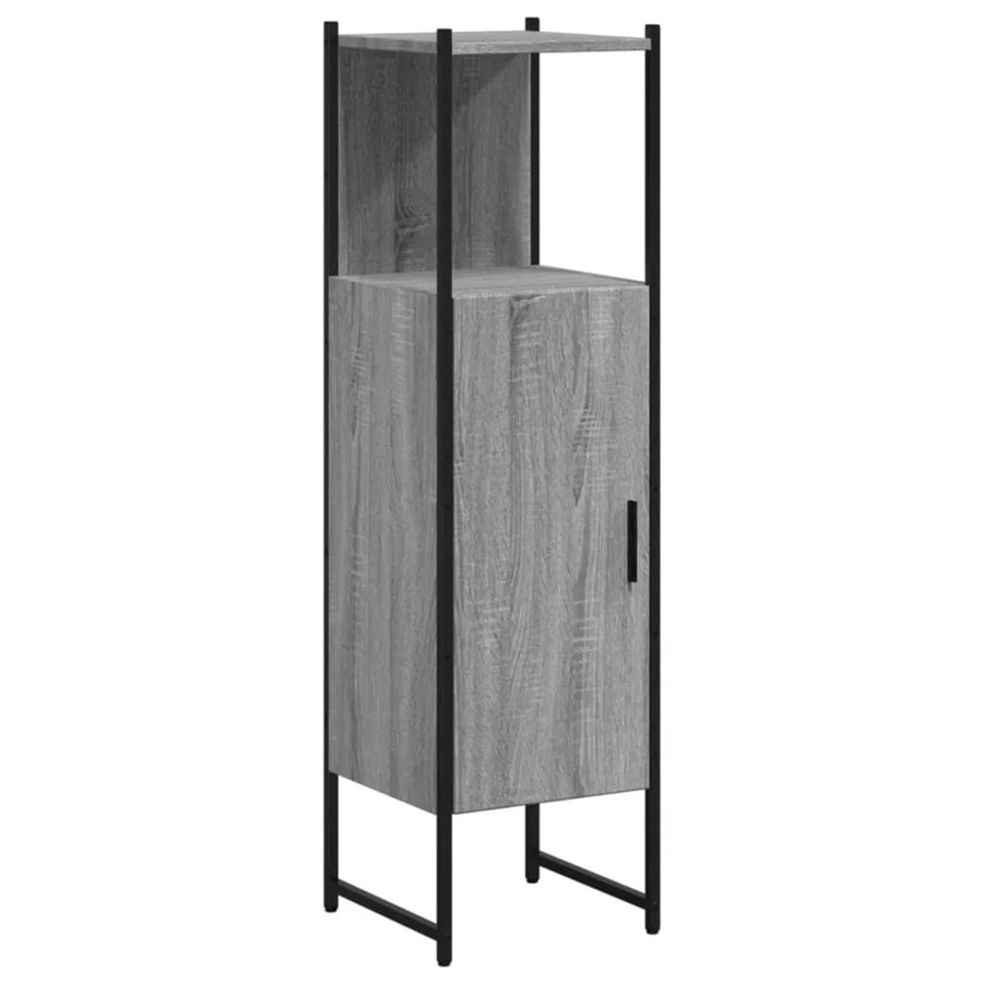 vidaXL Badschrank Grau Sonoma aus Holzwerkstoff und pulverbeschichtetem Stahl, B/T/H: 33 x 33 x 120,5 cm - Bild 2