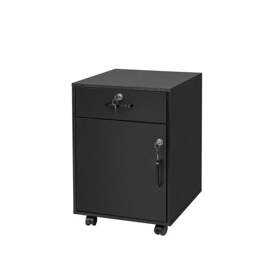 Relaxdays Rollcontainer aus Holzwerkstoff in Schwarz, abschließbar mit Rollen, H x B x T: 57 x 40 x 40 cm - Bild 2