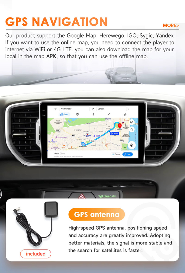Hizpo 2DIN Autoradio für Kia Sportage 4 QL 2016-2018 mit GPS, AI Sprachsteuerung, drahtlosem CarPlay und Android Auto in Schwarz - Bild 5
