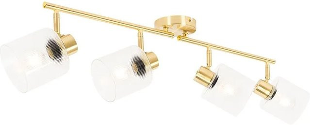 QAZQA Deckenstrahler Laura in Gold mit Glas, 4-flammig und verstellbar, Art-Deco Design - Bild 1